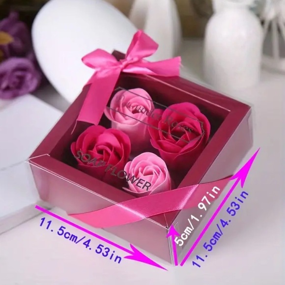 1pc - 4 Roses Soap Flowers, Exquisite Packaging with Bow - Picture 3 of 3